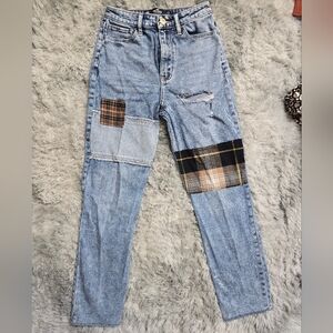 Hollister Blue Jeans with Plaid Accents